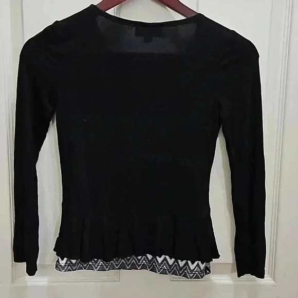 IZ Byer Girl Black Chevron 2 Layer Top Ruffle Trendy Youth Sz Med - Picture 4 of 7
